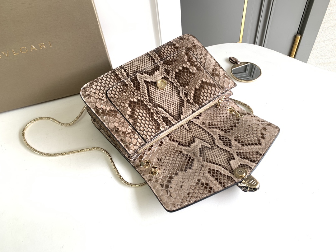 Bvlgari Serpenti Forever Medium Crossbody Bag in Grey Python Skin 